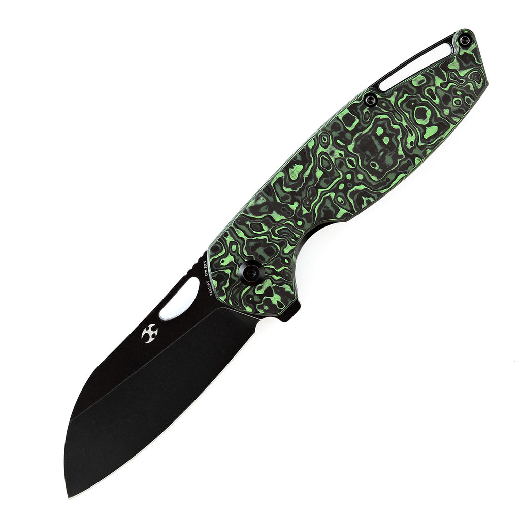 KANSEPT Model 6 Flipper/Thumb Hole Knife Green Carbon Fiber Handle