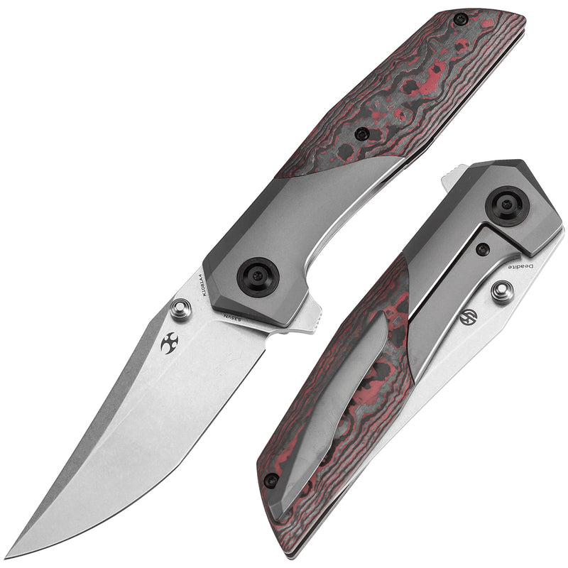 KANSEPT Deadite Thumb Stub Bronze Anodized Titanium with Lava Flow Fatcarbon Handle (3.52''CPM S35VN Blade ) Tuffknives Designed - K1081A4