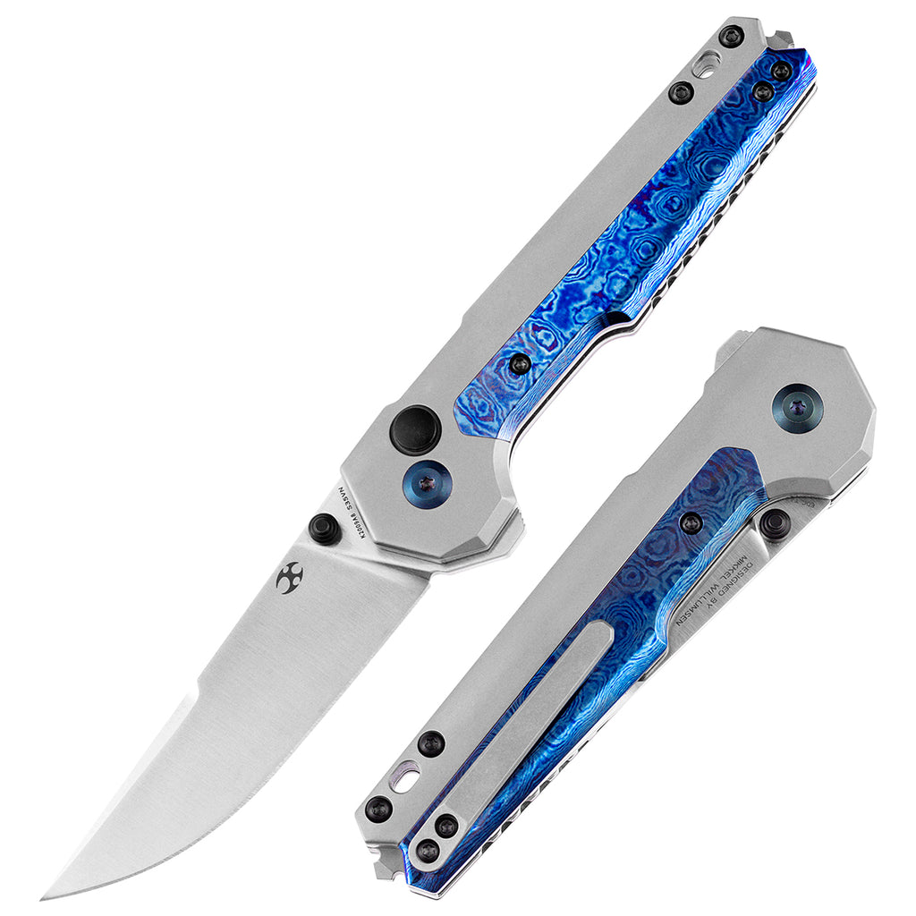 KANSEPT EDC Tac Thumb Studs/Button Lock Knife Timascus+ Titanium