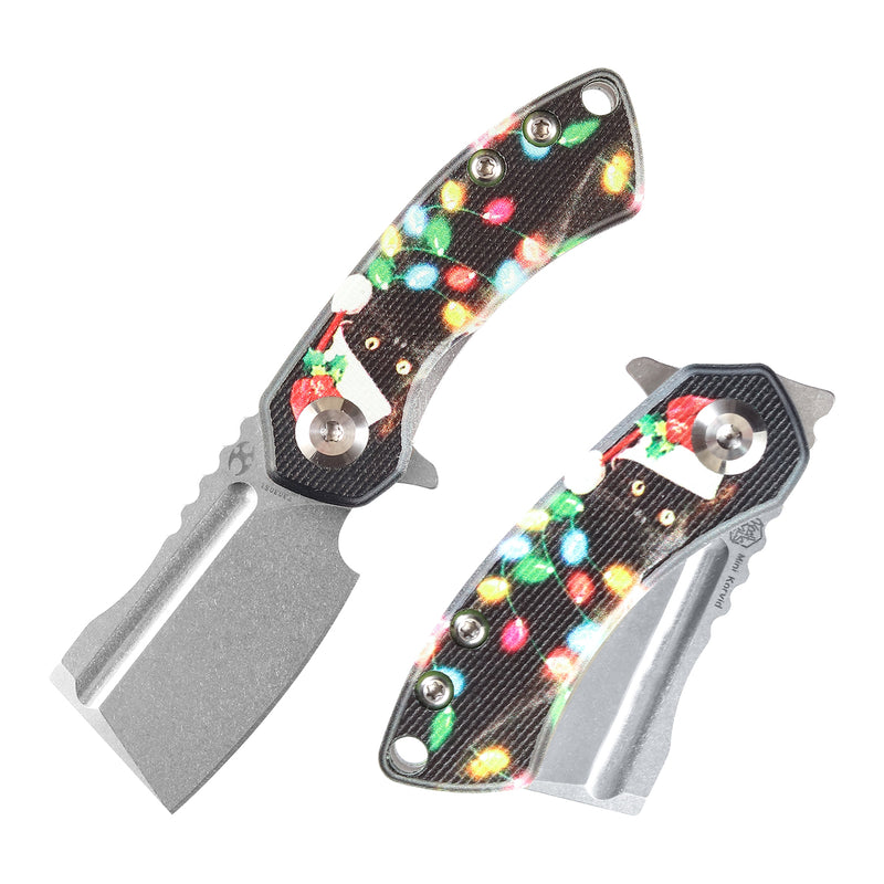 KANSEPT Mini Korvid  Flipper Knife G10 with Black Cat Print Handle (1.45'' 154CM Blade) Koch Tools Design -T3030S1