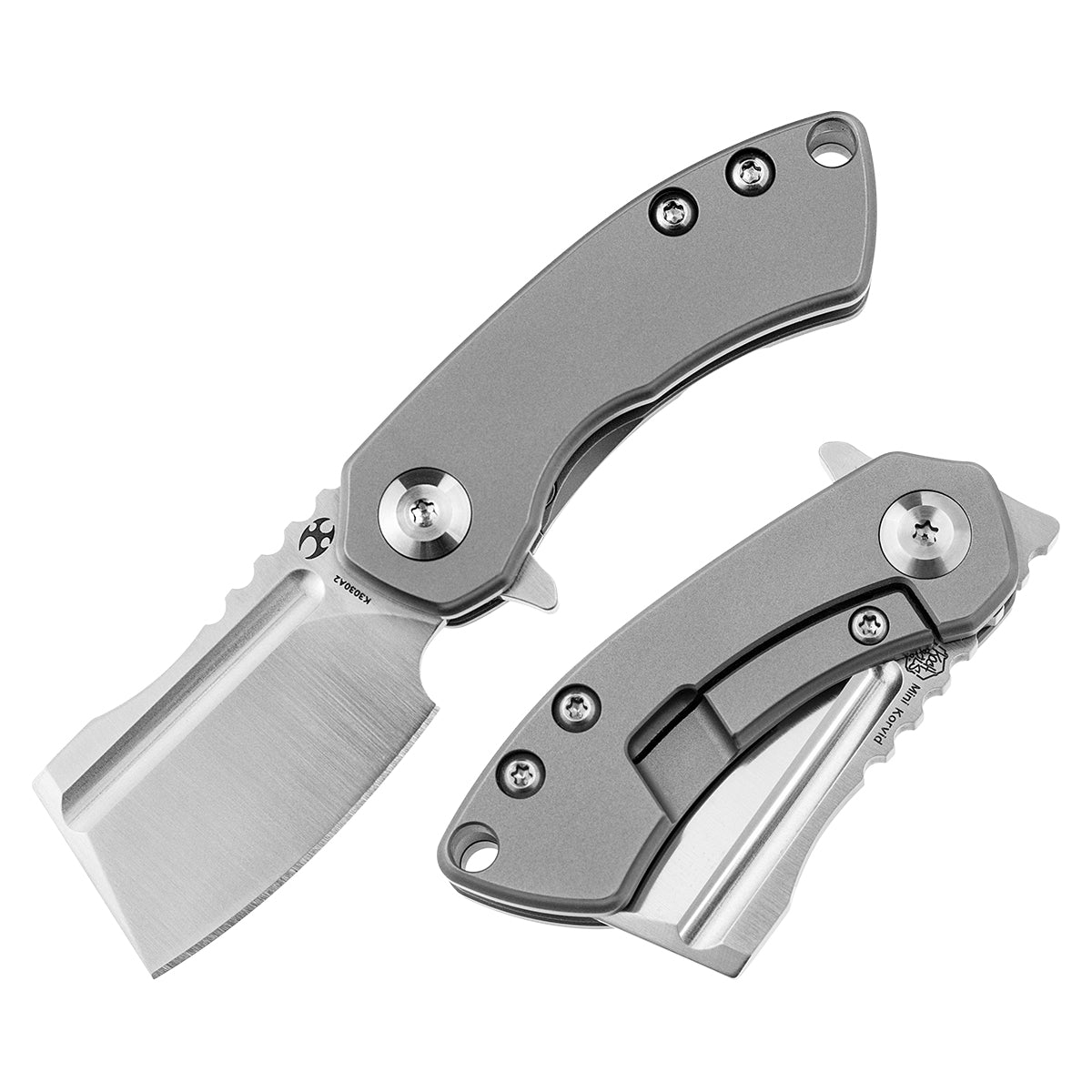 KANSEPT Mini Korvid Flipper knife Bead Blasted Titanium Handle