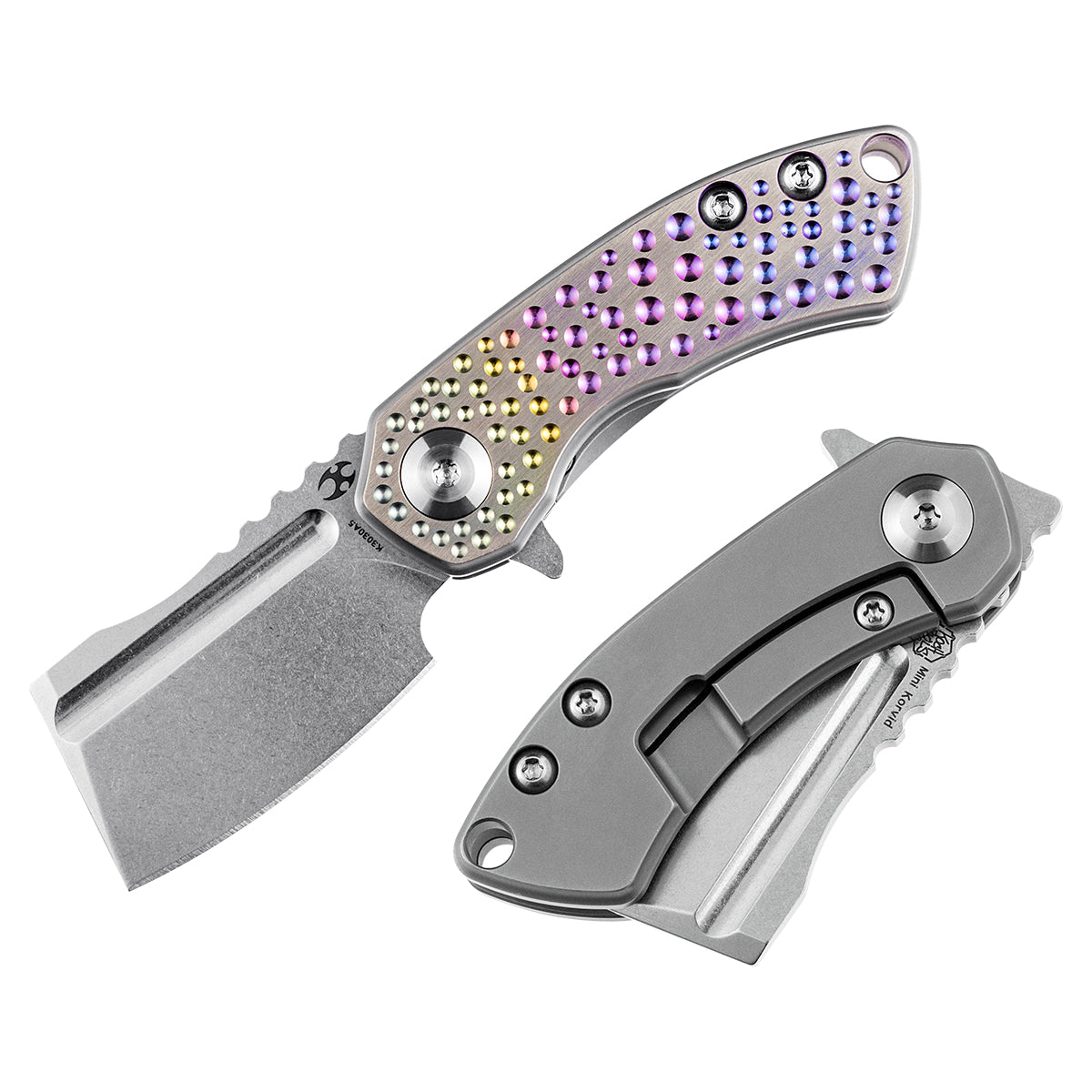 KANSEPT Mini Korvid Flipper knife Gradient Titanium Handle With