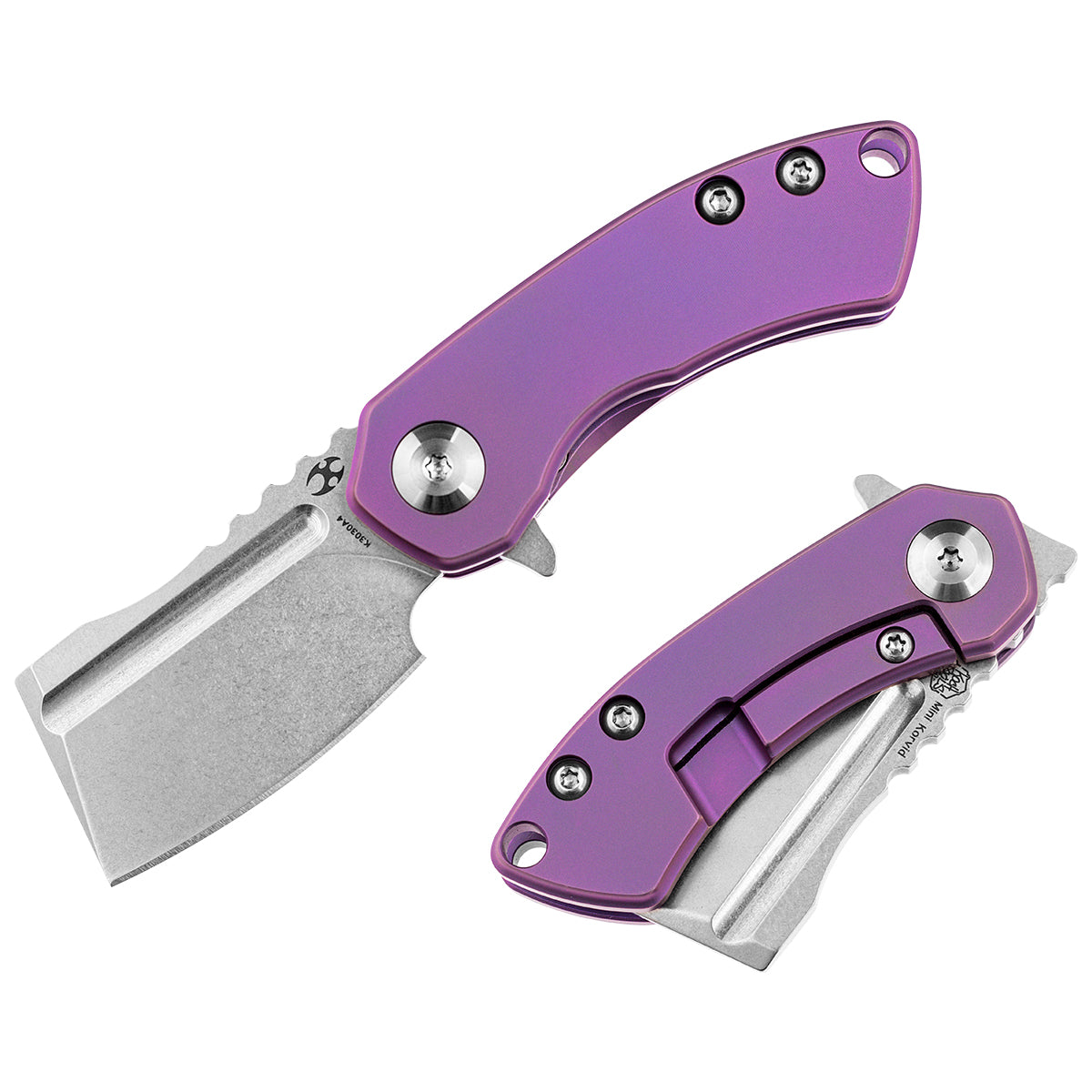 KANSEPT Mini Korvid Flipper knife Purple Titanium Handle (1.45