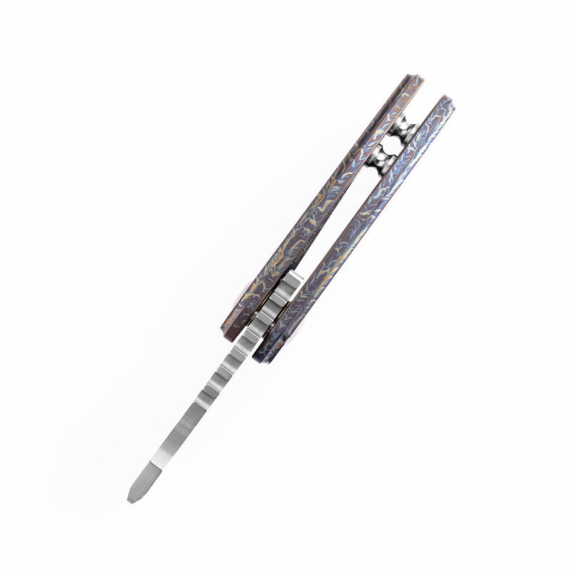 KANSEPT Mini Korvid Flipper knife Lightning Strike Anodized Titanium  Handle (1.45'‘CPM-S35VN Blade ) Koch Tools Design-K3030D1