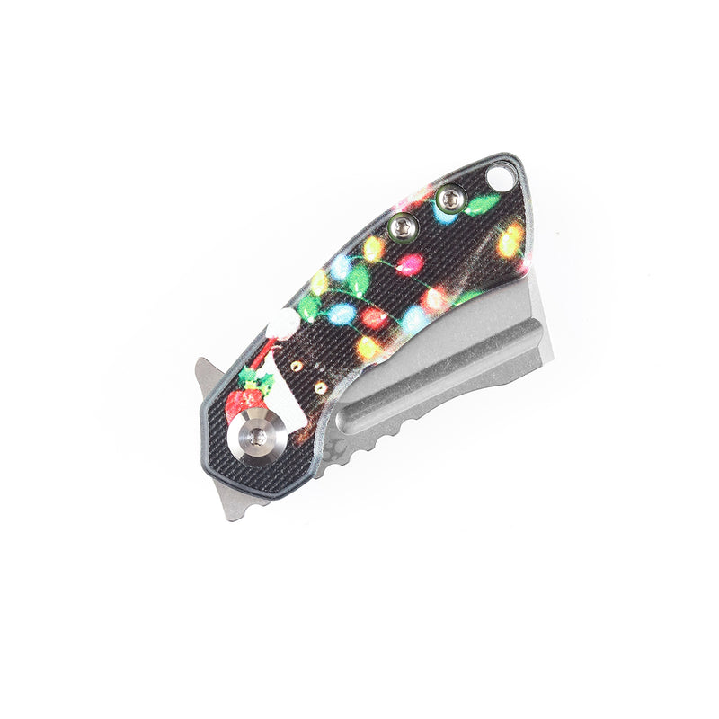KANSEPT Mini Korvid  Flipper Knife G10 with Black Cat Print Handle (1.45'' 154CM Blade) Koch Tools Design -T3030S1
