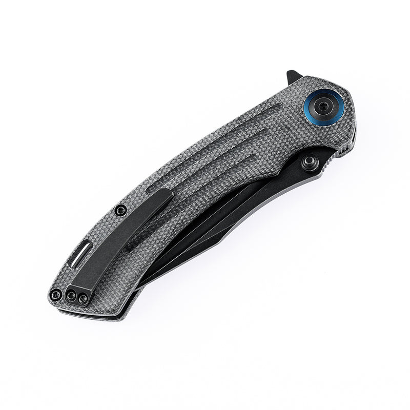 KANSEPT Pretatout T1032A2 Black TiCn Coated 154CM Blade Black Micarta Handle with Kmaxrom Design