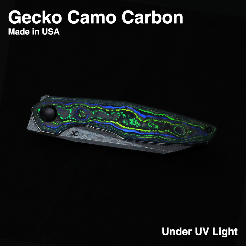 Kansept Halide | Liner Lock | Gecko Camo Carbon | 3.2" Damascus Blade | James Arnold Design | K1136A2