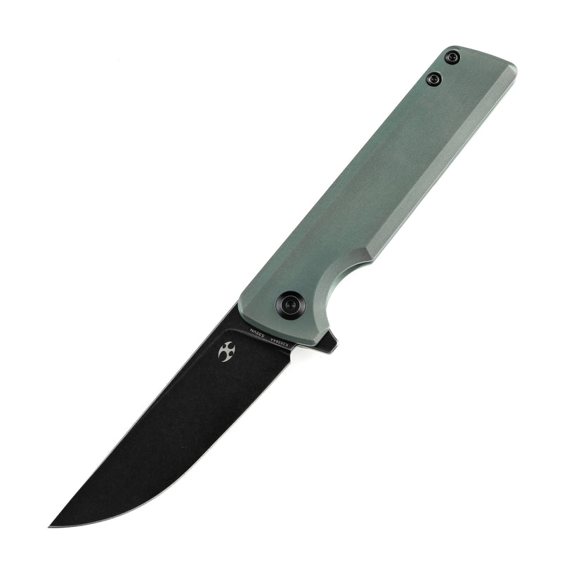 KANSEPT Anomaly Flipper Knife Green Orange Peel Finish Titanium Handle (3.14''CPM-S35VN Blade) Dirk Pinkerton-K2038A4
