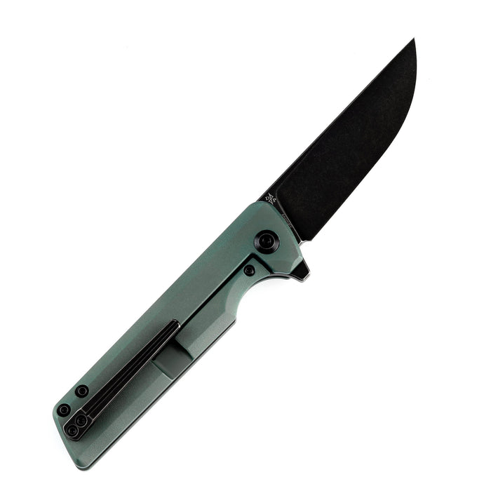 KANSEPT Anomaly Flipper Knife Green Orange Peel Finish Titanium Handle (3.14''CPM-S35VN Blade) Dirk Pinkerton-K2038A4
