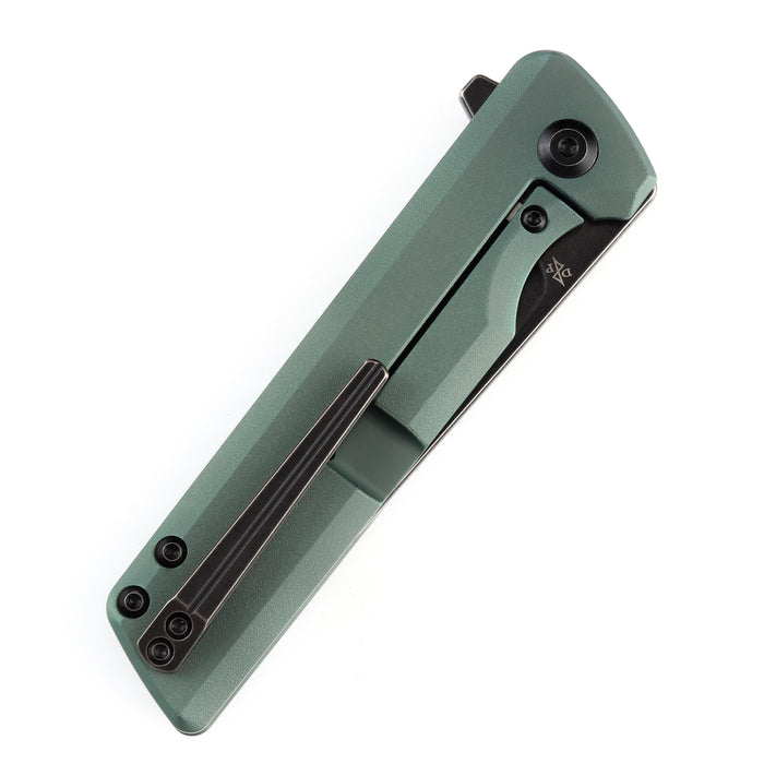 KANSEPT Anomaly Flipper Knife Green Orange Peel Finish Titanium Handle (3.14''CPM-S35VN Blade) Dirk Pinkerton-K2038A4