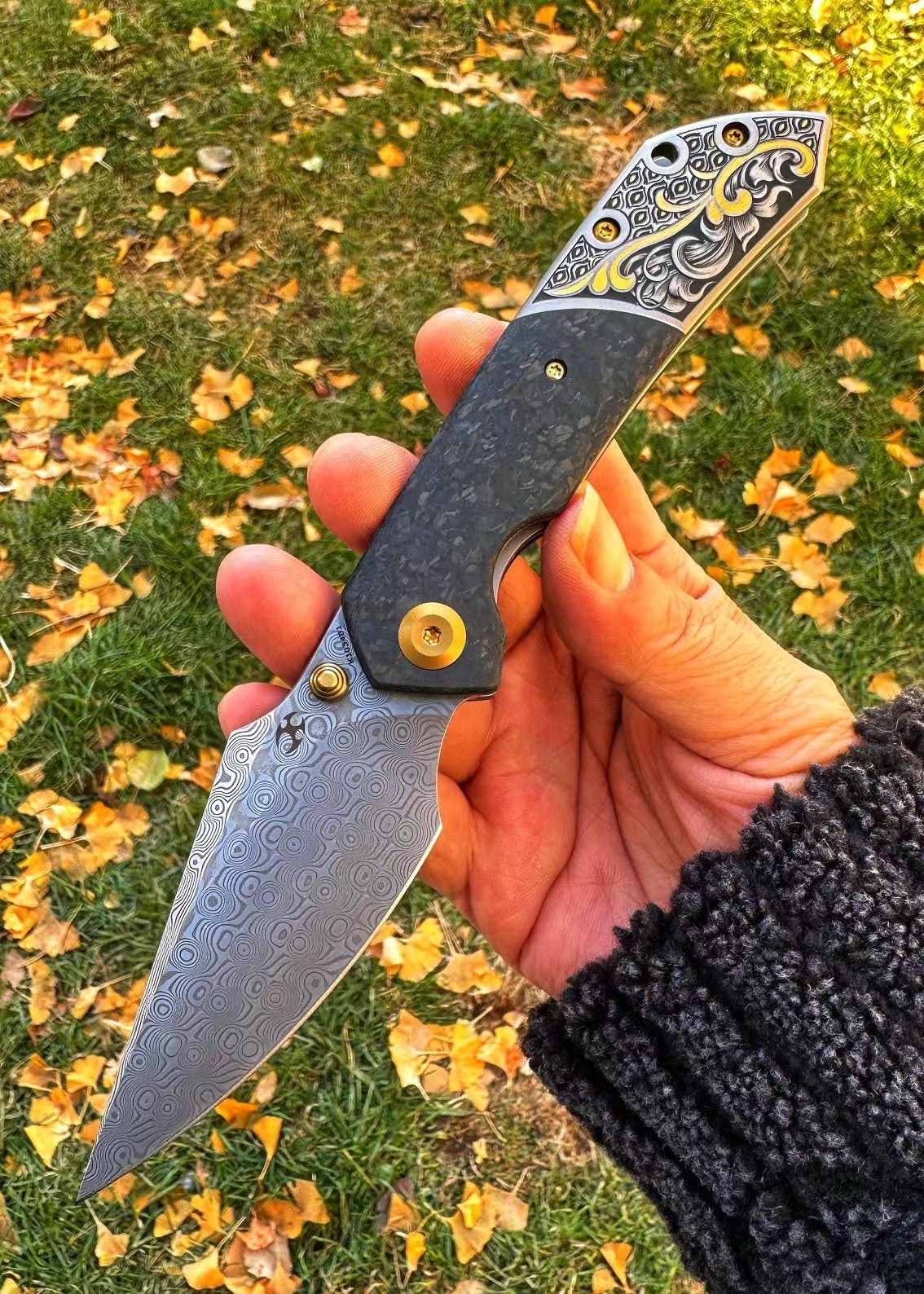 KANSEPT Special Custom Hand Engraved Fenrir Beadblasted Titanium