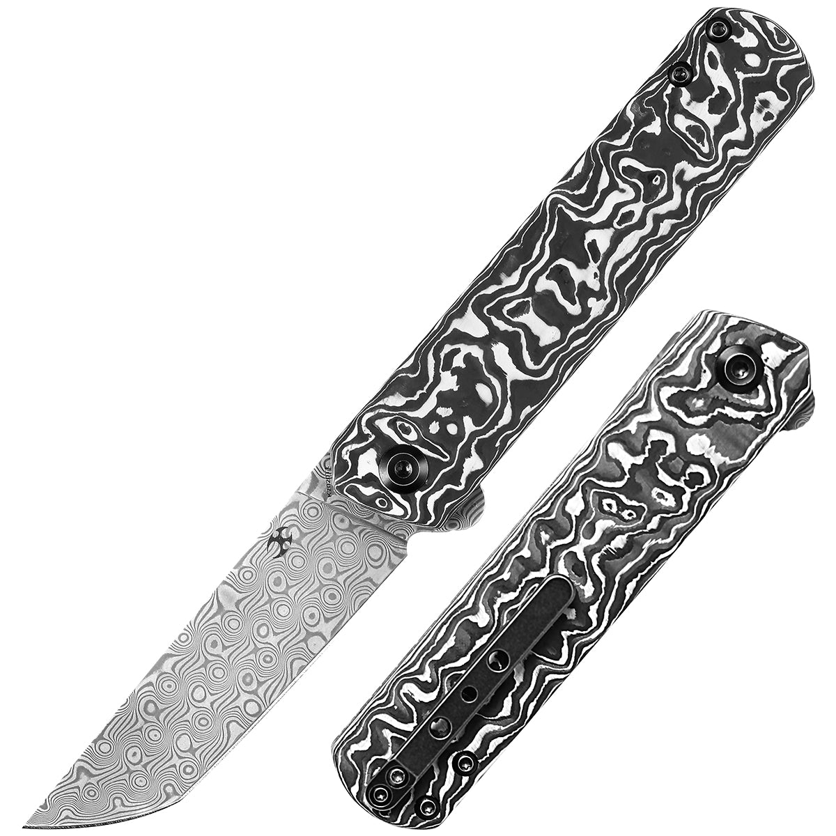 T−FAL KO6208JP KANSEPT Foosa Slip Joint/Flipper Knife Black White Carbon Fiber