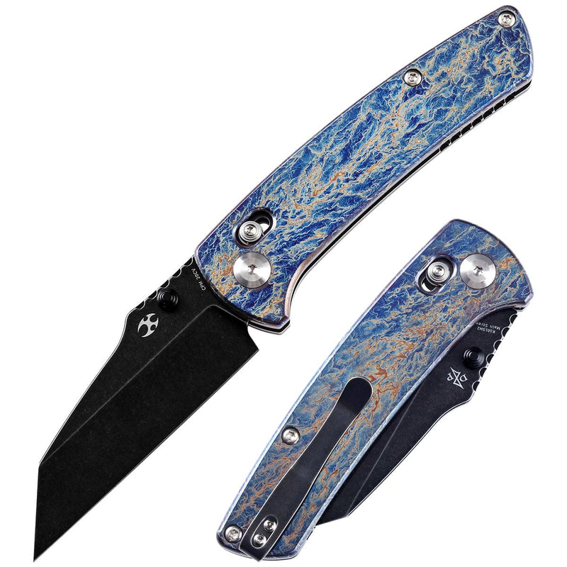 KANSEPT Main Street Thumb Studs/Crossbar Lock Knife Lightning Strike Titanium Handle(3.36''CPM 20CV Blade)Dirk Pinkerton Design-K1015M2