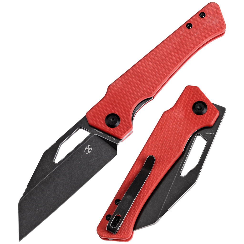 KANSEPT Egress T1033A5 Black Stonewashed 14C28N Red G10 Handle