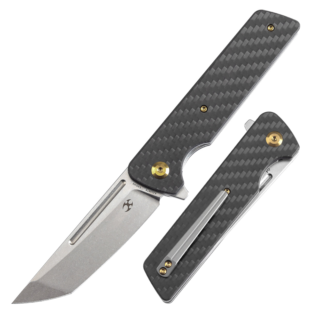 KANSEPT Anomaly Flipper Knife Carbon Fiber +G10 Handle (3.14''CPM