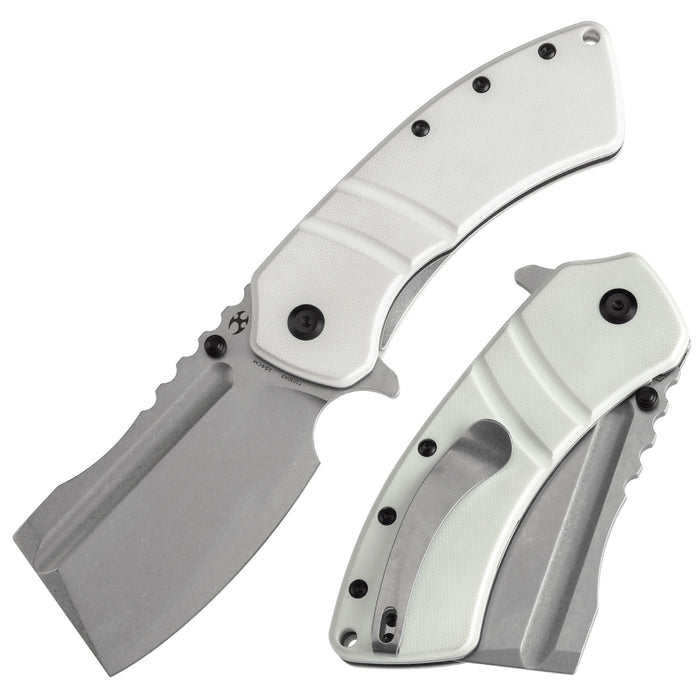 KANSEPT XL Korvid Flipper Knife White G10 Handle (3.55'' 154CM Blade) Koch Tools Design-T1030A9