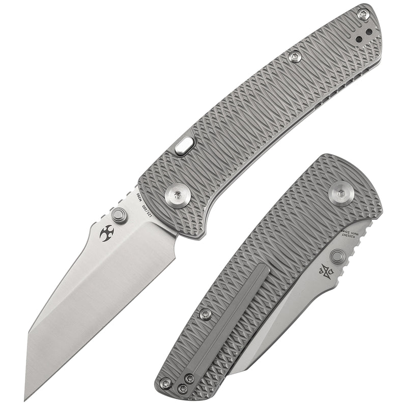 Kansept Main Street | Top Liner Lock | Bead Blasted Titanium with Putter Pattern | 3.36" M390 Blade | K1015H7