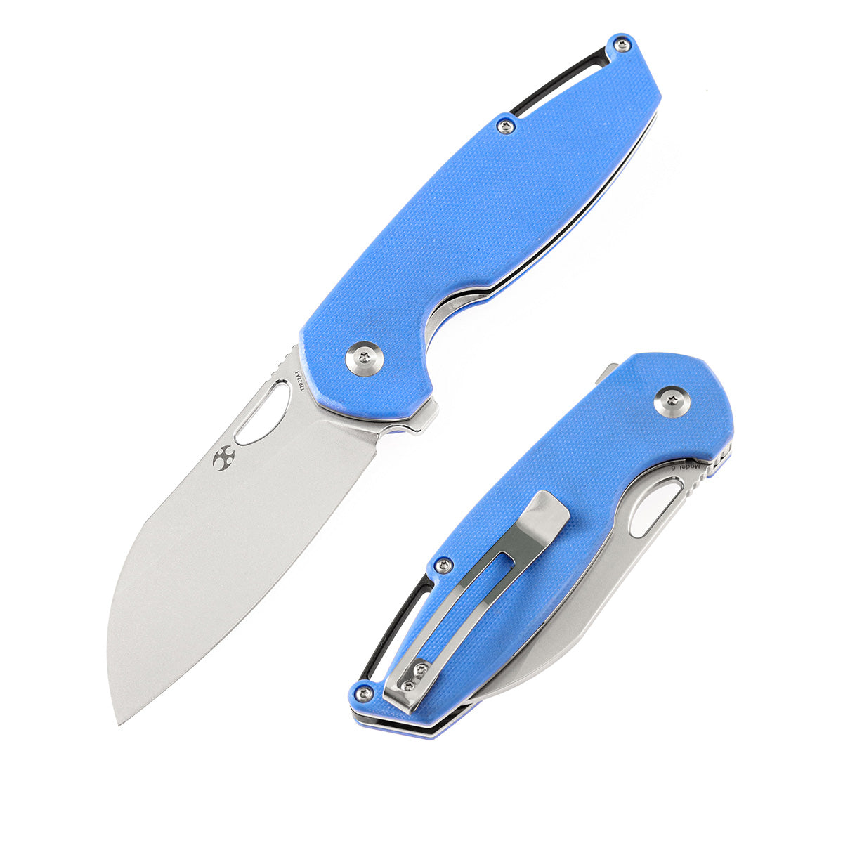 KANSEPT Model 6 Flipper/Thumb Hole Knife Blue G10 Handle (3.1