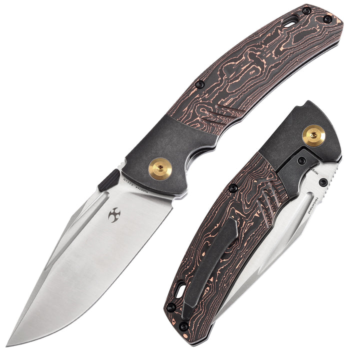 KANSEPT Hinterland Thumb Stub Blackwash Titanium and Copper Carbon Fiber Handle (3.58" CPM S35VN Blade) Morgan Koens Design-K1057A4