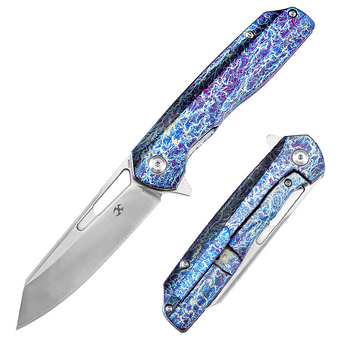 KANSEPT Shard K1006A16 Satin CPM-S35VN Blade Lightning Strike Anodized Titanium Handle With Kim Ning Design