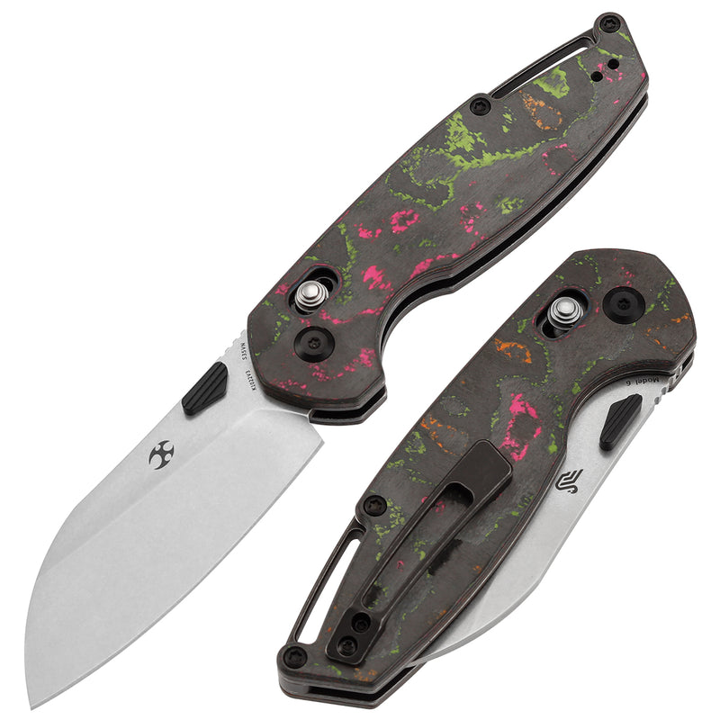 KANSEPT Model 6 Crossbar Lock Knife 80S Carbon Fiber Handle (3.1'' CPM S35VN Blade) Nick Swan Knives Design -K1022V3