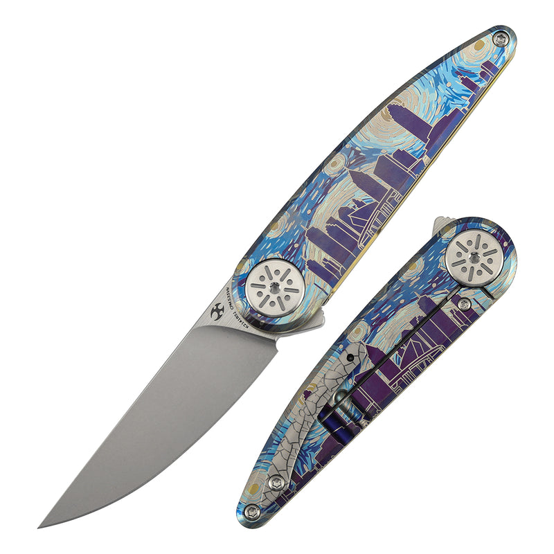 Kansept 2026 Blade Show Atlanta Exclusive Symétrix  | Frame Lock | Titanium with Anodized Art with Custom "Starry Night Over Atlanta" Motif |2.8'' Satin CPM S35VN Blade | Alain André Design | K2141BS1