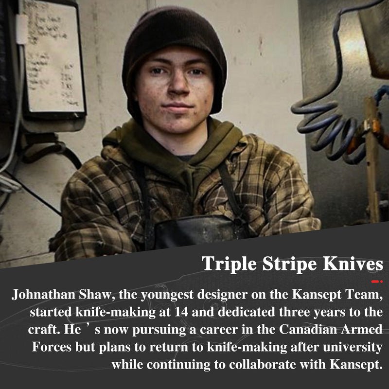 KANSEPT Link Thumb Studs  Green Micarta and Blackwash Titanium Handle (3.0''CPM 20CV Blade )Triple Stripe Knives Design-K1068A1