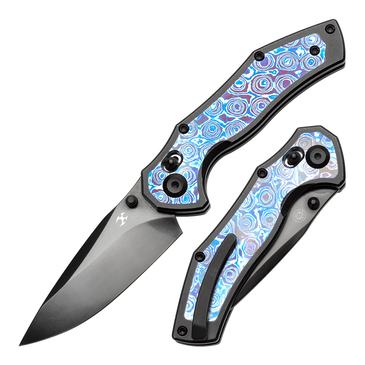 KANSEPT Apollo Cross Bar Lock Blackwash Titanium with Timascus