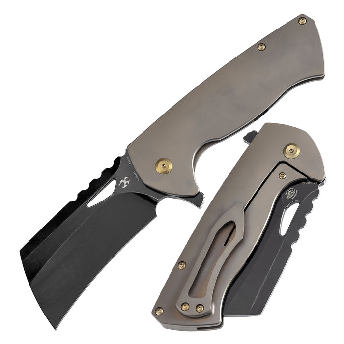 KANSEPT Leviathan Flipper Bronze Anodized Titanium Handle (3.9''CPM S35VN Blade ) Warhawk Knives Design -K1083A2