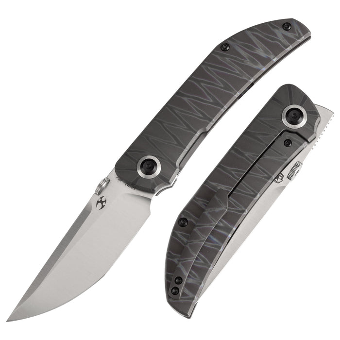 KANSEPT Tarkin Frame lock Knife Tiger Stripe Flamed Titanium Handle (3.36'' 20CV Blade) Matthew Christensen Design - K1078A3