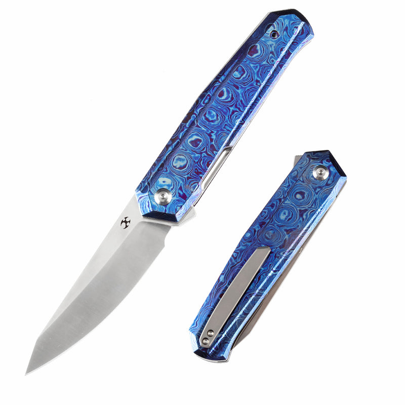 KANSEPT Integra Flipper Knife Timascus Handle (3.63''CPM S35VN Blade) JK Knives-K1042B1