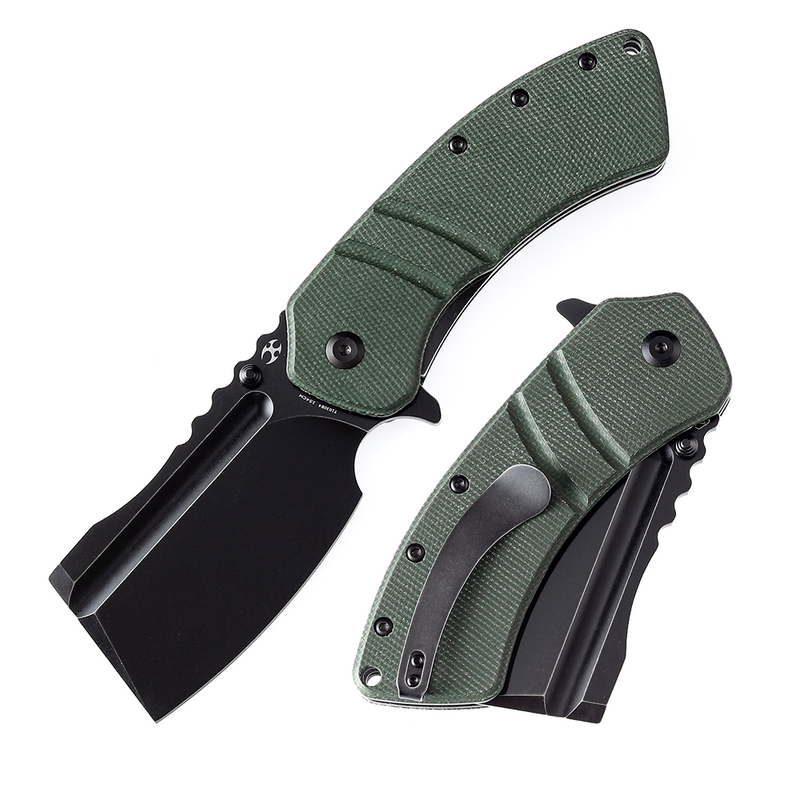 KANSEPT XL Korvid Black Stonewashed 154CM Blade Green Micarta Handle Designed by Koch Tools-T1030B4