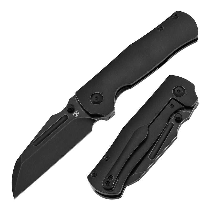 KANSEPT Dreadnaught Thumb Stubs Blackwash Titanium Handle (3.49''CPM S35VN Blade ) Daniel Sparhawk Design -K1082A2
