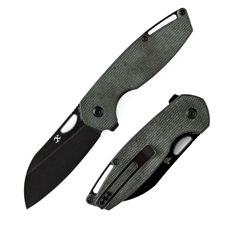 KANSEPT Model 6 Flipper/Thumb Hole Knife Green Micarta Handle (3.1'' 154CM Blade) -T1022A2