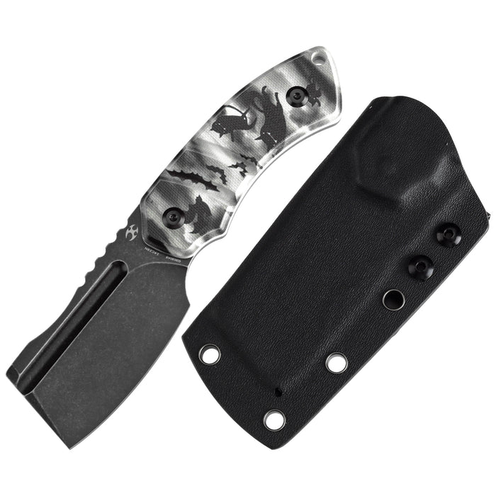 KANSEPT Korvid S Fixed Blade G10 with Black Cat Print+ Kydex Sheath Handle (2.9" 14C28N Blade) Koch Tools -G2030A9