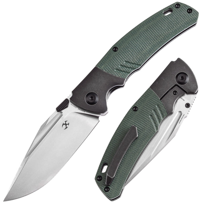 KANSEPT Hinterland Thumb Stub Blackwash Titanium and Green Micarta Inlay Handle (3.58"CPM S35VN Blade) Morgan Koens Design-K1057A2