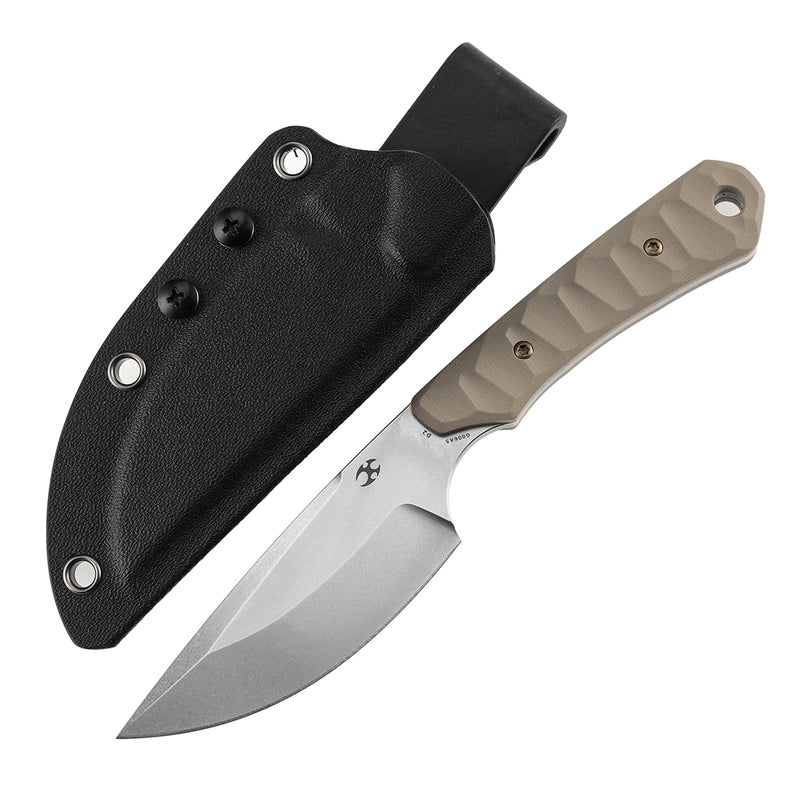 KANSEPT Flank Fixed Blade Light Sand G10 Handle (3.69'' Stonewashed D2 Blade) TuffKnives Designed- G006A5