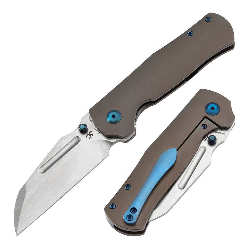KANSEPT Dreadnaught Thumb Stubs Bronze Anodized Titanium Handle (3.49''CPM S35VN Blade ) Daniel Sparhawk Design -K1082A3