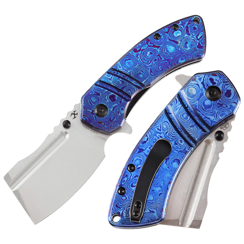 M+ Korvid Thumb Studs Flipper Knife Timascus Handle Koch Tools Design K2030C1U