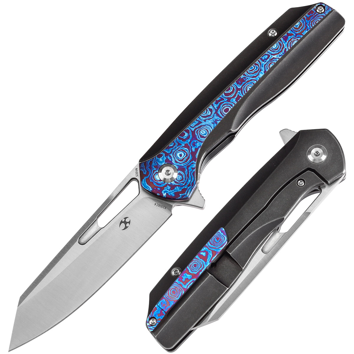 KANSEPT Shard Blackwash Titanium with Timascus and Timascus Clip