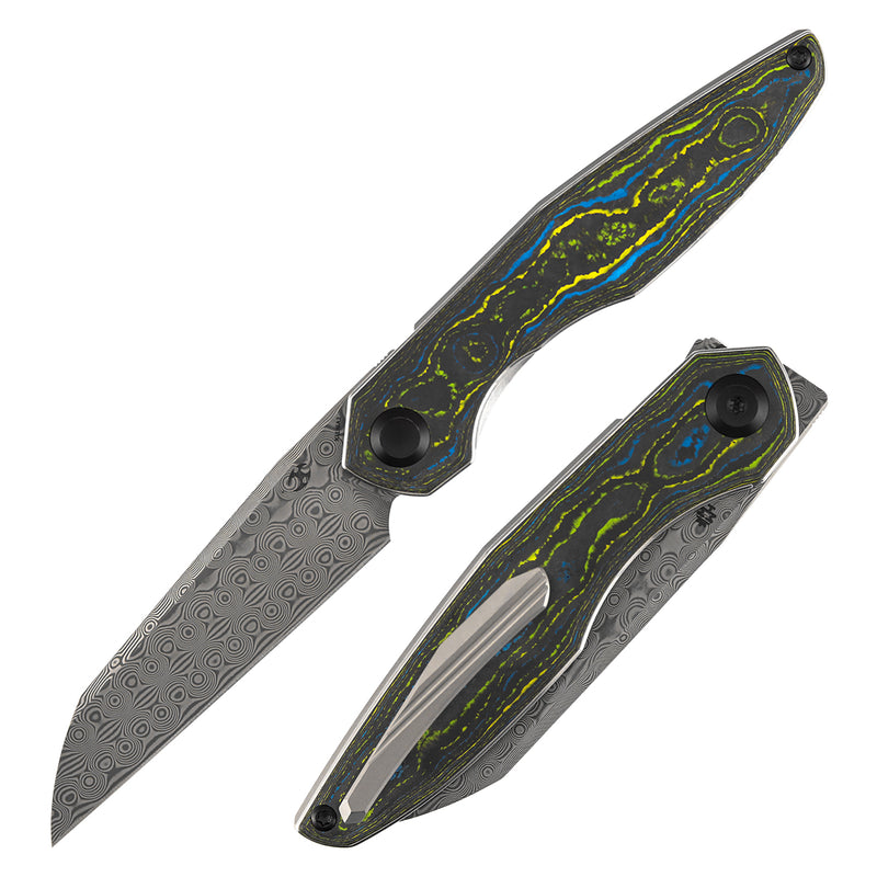 Kansept Halide | Liner Lock | Gecko Camo Carbon | 3.2" Damascus Blade | James Arnold Design | K1136A2