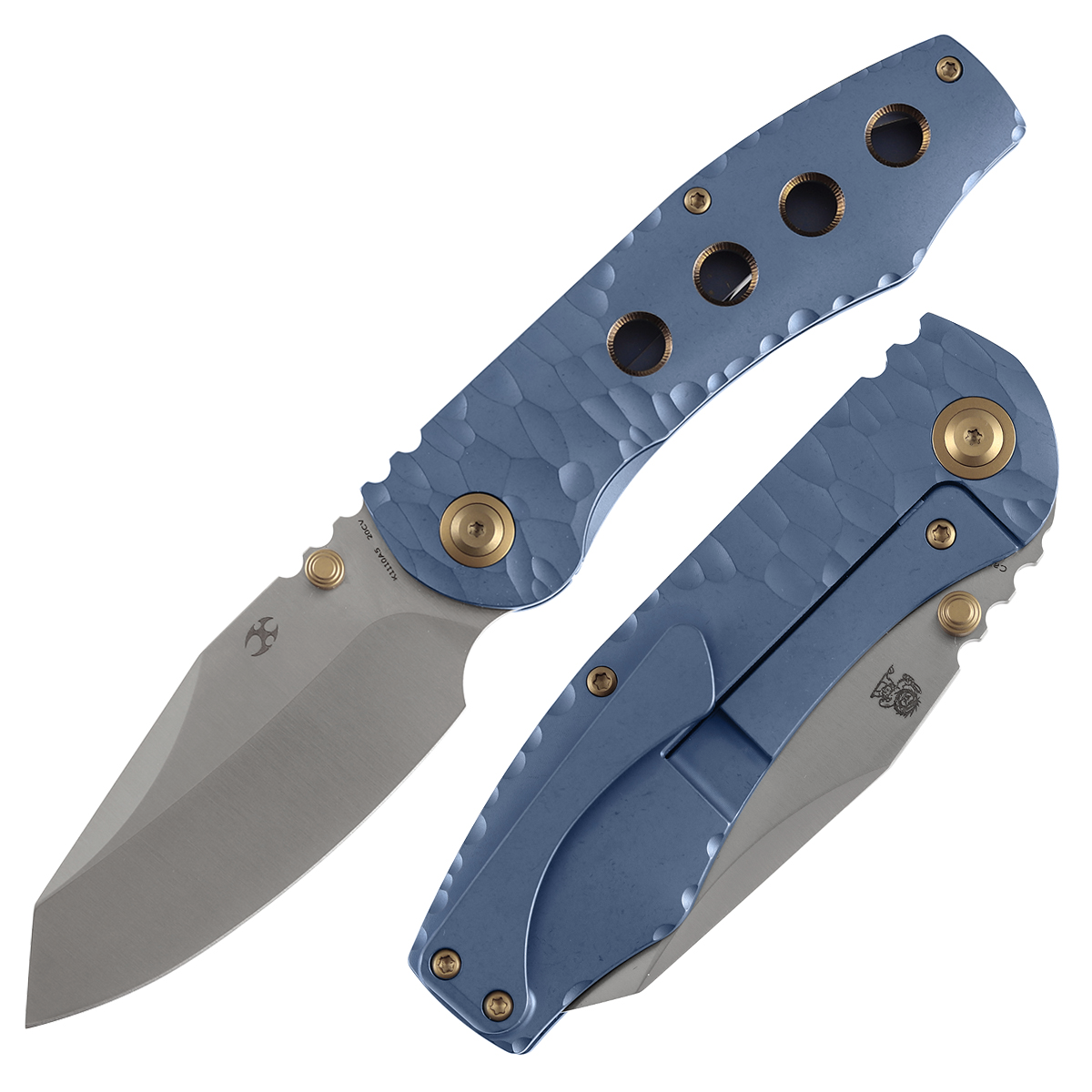 P.Hanuman OC株 Kansept Caveman | Frame Lock | Blue Anodized and Stonewashed