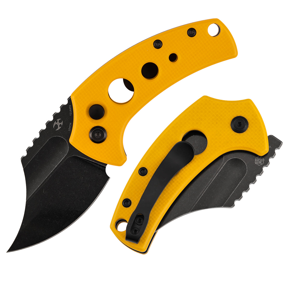 Kansept Wasp | Button Lock | Yellow G10 with Holes | 2.36