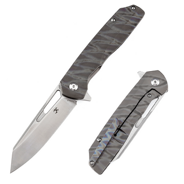 KANSEPT Shard K1006A15 Satin CPM-S35VN Blade Tiger Stripe Flamed Titanium Handle With Kim Ning Design