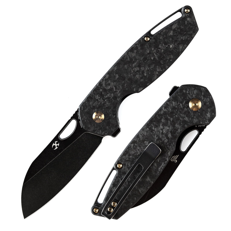 KANSEPT Model 6 Flipper/Thumb Hole Knife Shred Carbon Fiberr Handle (3.1'' CPM 20CV Blade) -K1022A6