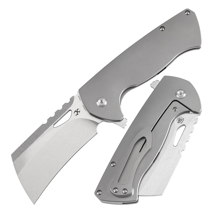 KANSEPT Leviathan Flipper Bead Blasted Titanium Handle (3.9''CPM S35VN Blade ) Warhawk Knives Design -K1083A1