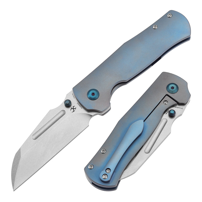 KANSEPT Dreadnaught Thumb Stubs Blue Anodized Titanium Handle (3.49''CPM S35VN Blade ) Daniel Sparhawk Design -K1082A5