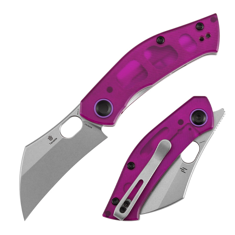 Tenable Osprey Folding Knife | 2.22" Stonewashed Nitro-V | Purple PC Handle | Triple Stripe Knives Design - B2087A1