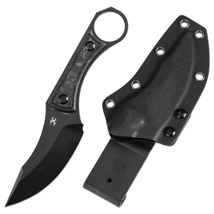 KANSEPT Niko Fixed Knife Shred Carbon Fiber Handle (3.54''D2 Blade ) with Sheath Marco Knives Design -G004A1