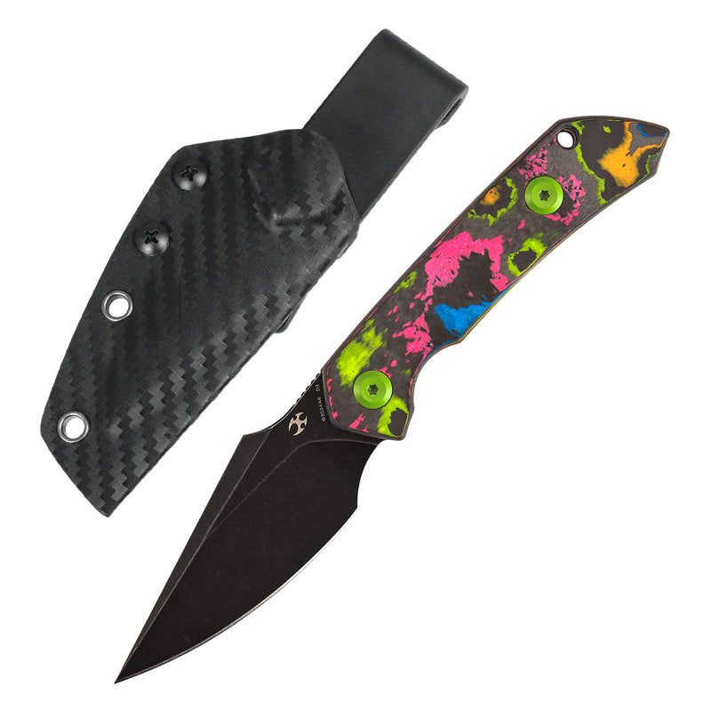 Kansept Fenrir | Fixed Blade | 80S Camo Carbon Fiber |2.87" D2 Blade | Sparrow Knife Design | G3034A6